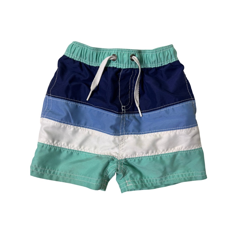 Hanna Andersson Toddler Boys 2T Blue Green Colorblock Swim Trunks Mesh Lined